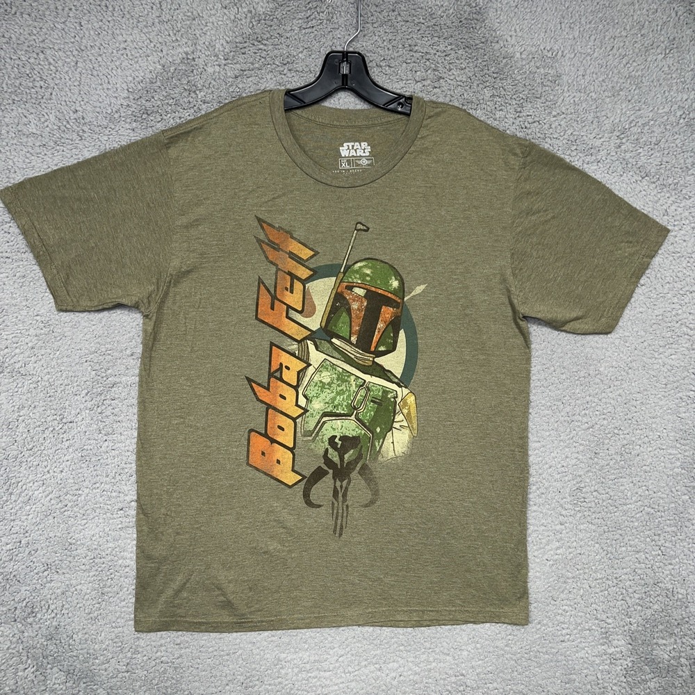 Star Wars Boba Fett T Shirt Mens Sz XL Olive Green Mandalorian Bounty Hunter Tee